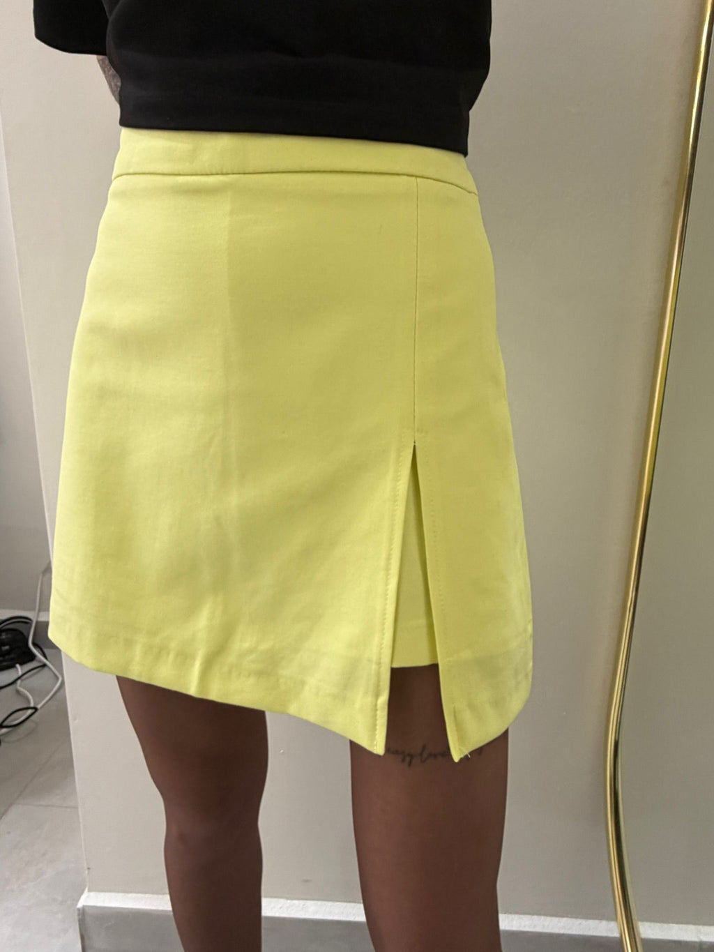 Lime Yüksek Bel Mini Şort Etek