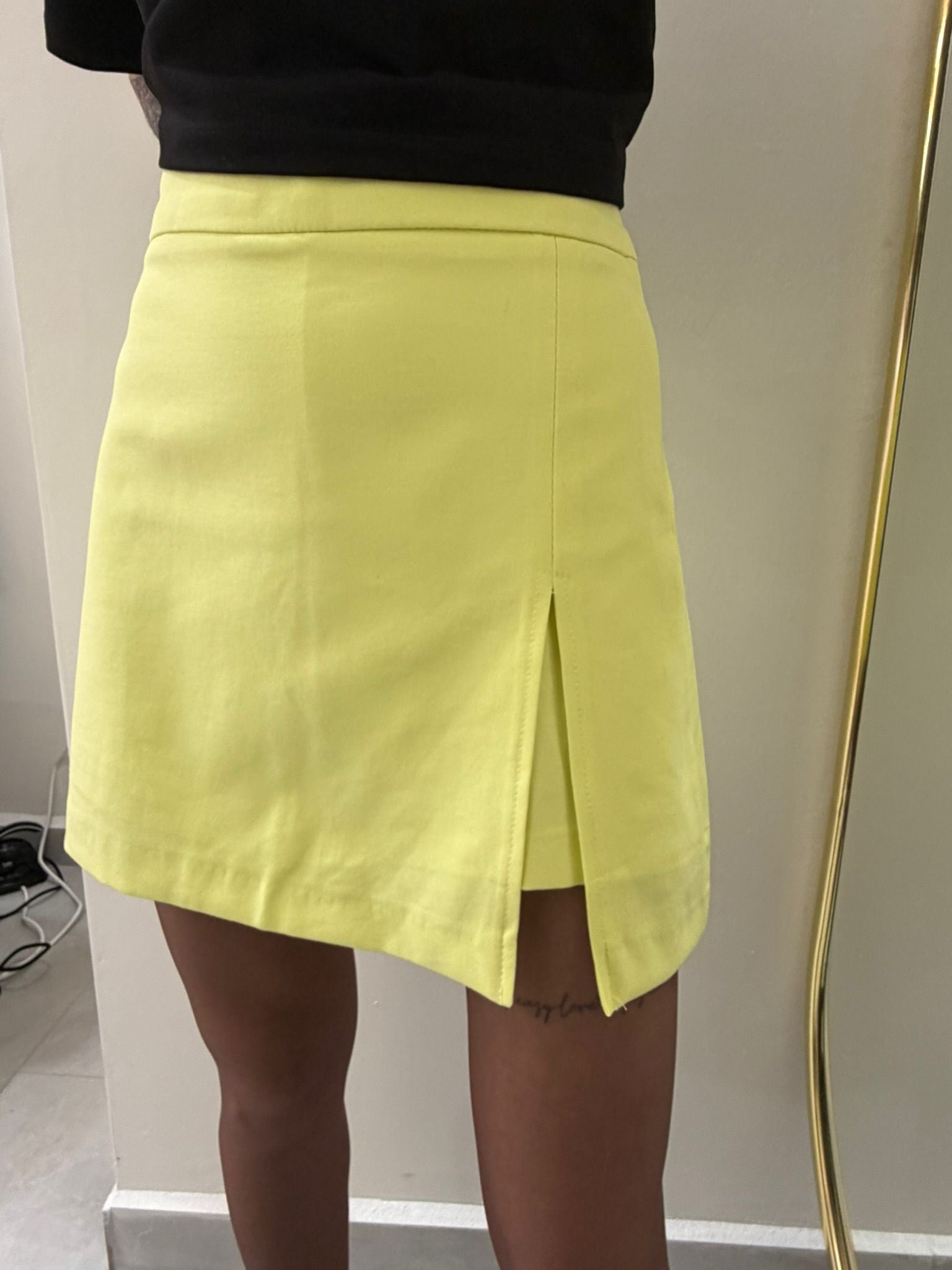 Lime Yüksek Bel Mini Şort Etek