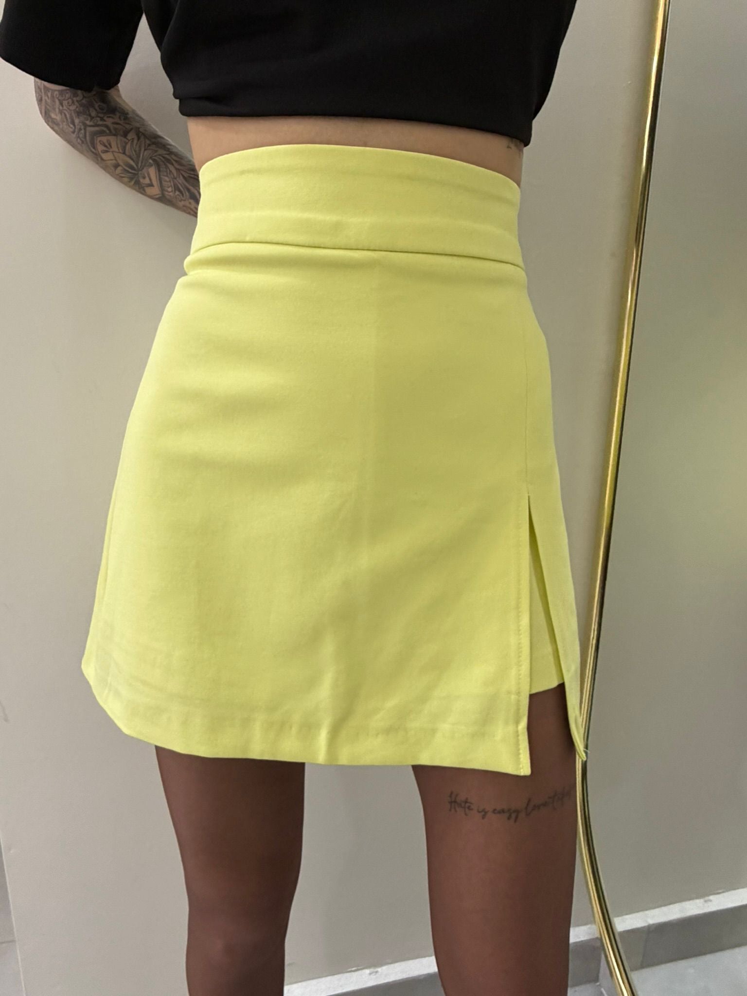 Lime Yüksek Bel Mini Şort Etek